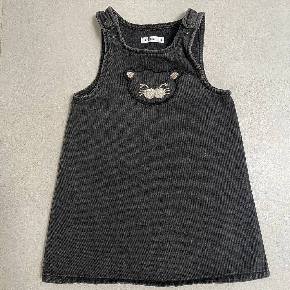 Cat Denim Overalls Dress